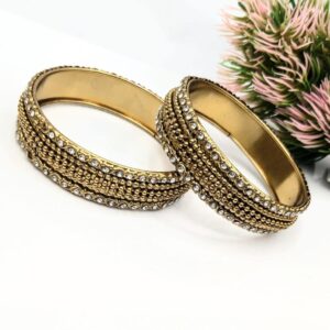 Antique design kara bangle - 2 pcs