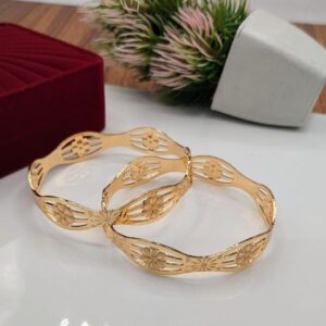 Antique design kara bangle - set of 2 pcs gold plated women's bangles