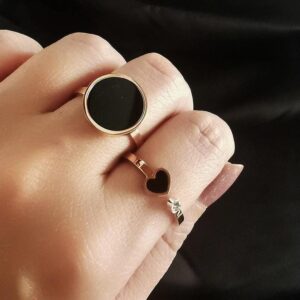 Antique plated artificial stones ring set
