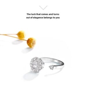 Rotatable ball design silver plated cubic zircon stone ring