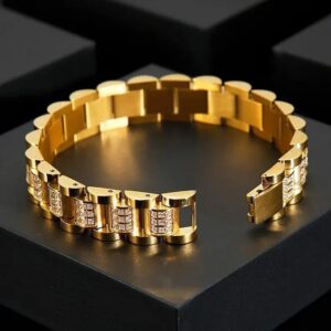 Plain 18 Carat Gold Plated Crystal Chain Bracelet