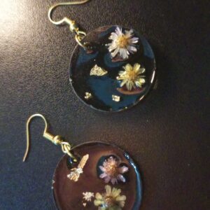 Flower in Black Resin Earrings