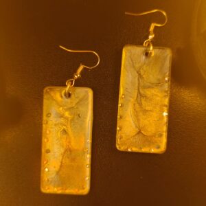 Gray and Gold Resin Earrings