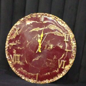 Gold and Maroon Wall Clock